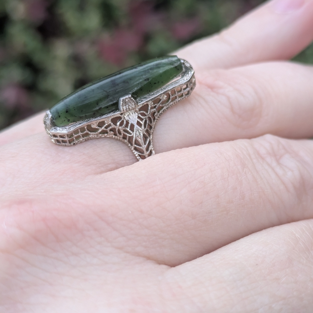 14k White gold Art Deco Antique Vintage Ring